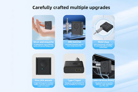 Bluetooth 5.3 Car AUX Receiver & Speakerphone - TrueSpyTech
