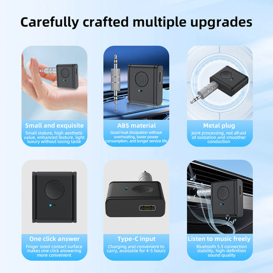 Bluetooth 5.3 Car AUX Receiver & Speakerphone - TrueSpyTech